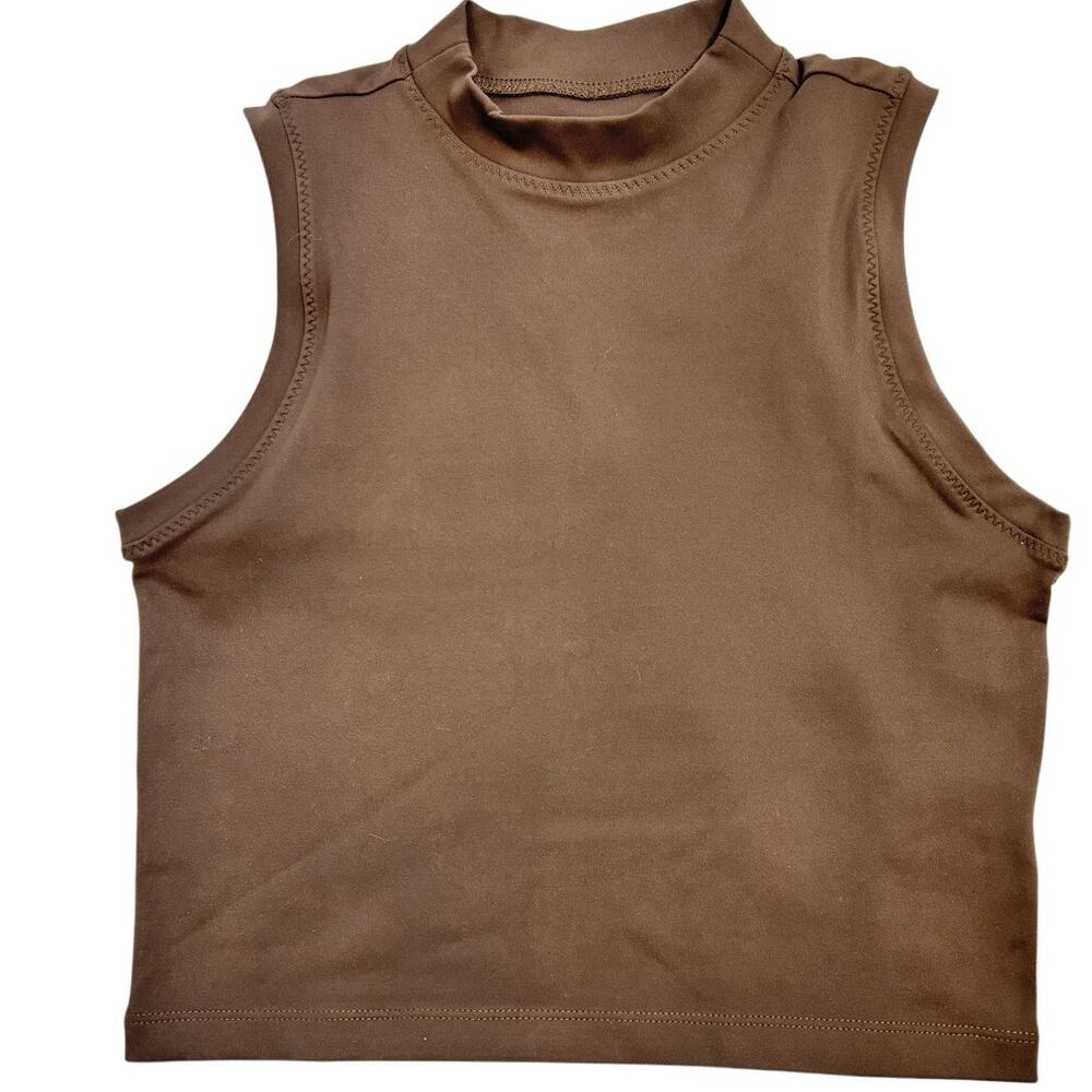Nike Dri-FIT Cropped Tank Top NWT Women’s Medium Brown Mock Neck